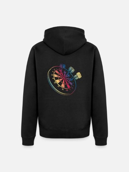 Retro Dartboard Dart Player - Unisex Premium Organic Zip Hoodie - black