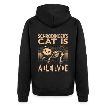 Schrödinger's Cat is Dead and Alive - Unisex Premium Bio Zip Hoodie - Schwarz - Hinten - Nico (187cm)
