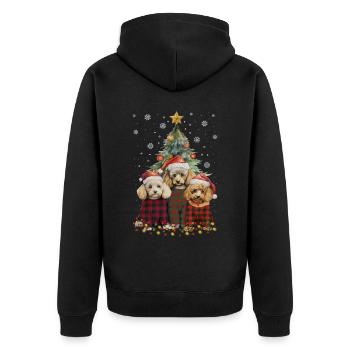 Trois chiens caniche Noël - Veste à capuche bio Premium Unisexe - noir - Dos - Nico (187cm)