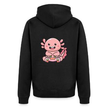 Mignon axolotl drôle mexicain salamandre amant Tee - Veste à capuche bio Premium Unisexe - noir - Dos - Nico (187cm)
