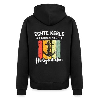 Heiligenhafen Heiligenhafener Spruch - Unisex Premium Bio Zip Hoodie - Schwarz - Hinten - Nico (187cm)