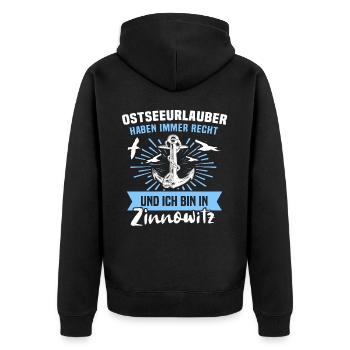 Zinnowitz Ferien - Unisex Premium Bio Zip Hoodie - Schwarz - Hinten - Nico (187cm)