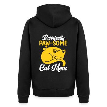 Purrfectly Paw-some Cat Mom Cute Kitty Cat Lover - Unisex Premium Bio Zip Hoodie - Schwarz - Hinten - Nico (187cm)