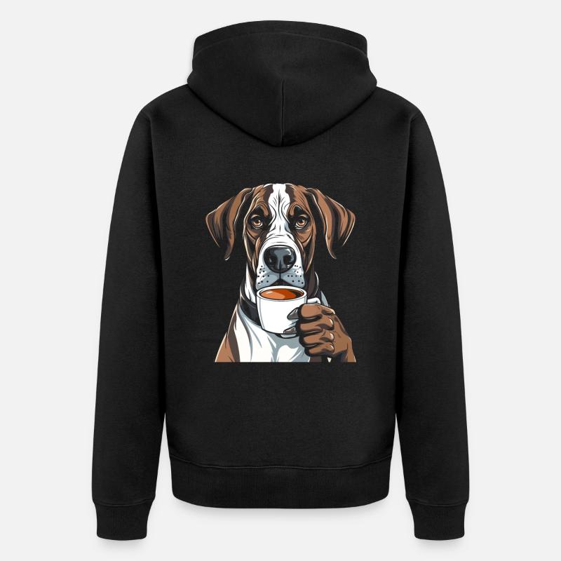 Deutsche Dogge Kaffee - Unisex Premium Bio Zip Hoodie - Schwarz
