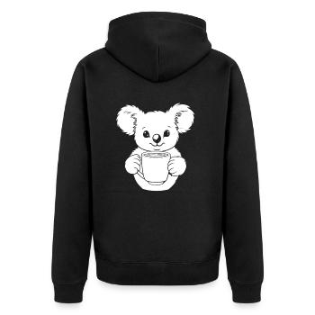 Koala Bear Coffee - Unisex Premium Organic Zip Hoodie - black - Back - Nico (187cm)