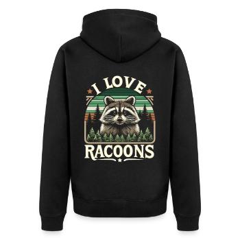 Raccoon in the forest: "I love Racoons" - Unisex Premium Organic Zip Hoodie - black - Back - Nico (187cm)