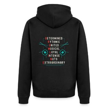Drumline Determined Rhythmic United Musical Drums - Unisex Premium Organic Zip Hoodie - black - Back - Nico (187cm)