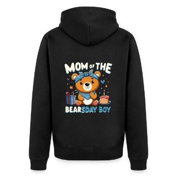 Bear Lover Bday Mom Celebrant Happy - Unisex Premium Organic Zip Hoodie - black - Back - Nico (187cm)