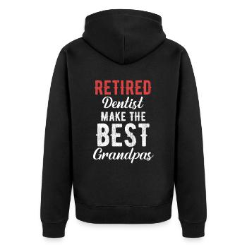 Retired dentist makes the best grandpa - Unisex Premium Organic Zip Hoodie - black - Back - Nico (187cm)