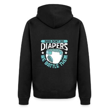 Dads Fight Diapers - Baby Swaddle - Unisex Premium Organic Zip Hoodie - black - Back - Nico (187cm)
