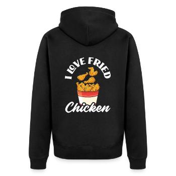 Ich Liebe Fried Chicken - Unisex Premium Bio Zip Hoodie - Schwarz - Hinten - Nico (187cm)