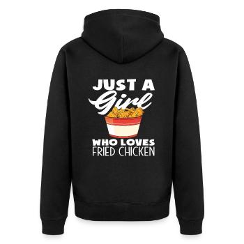 Only One Girl Loves Fried Chicken - Unisex Premium Organic Zip Hoodie - black - Back - Nico (187cm)