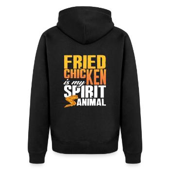 Fried Chicken Lieblingstier Geschenk Spruch - Unisex Premium Bio Zip Hoodie - Schwarz - Hinten - Nico (187cm)
