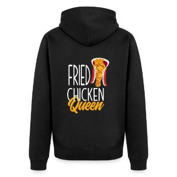 Fried Chicken Queen - Unisex Premium Bio Zip Hoodie - Schwarz - Hinten - Nico (187cm)