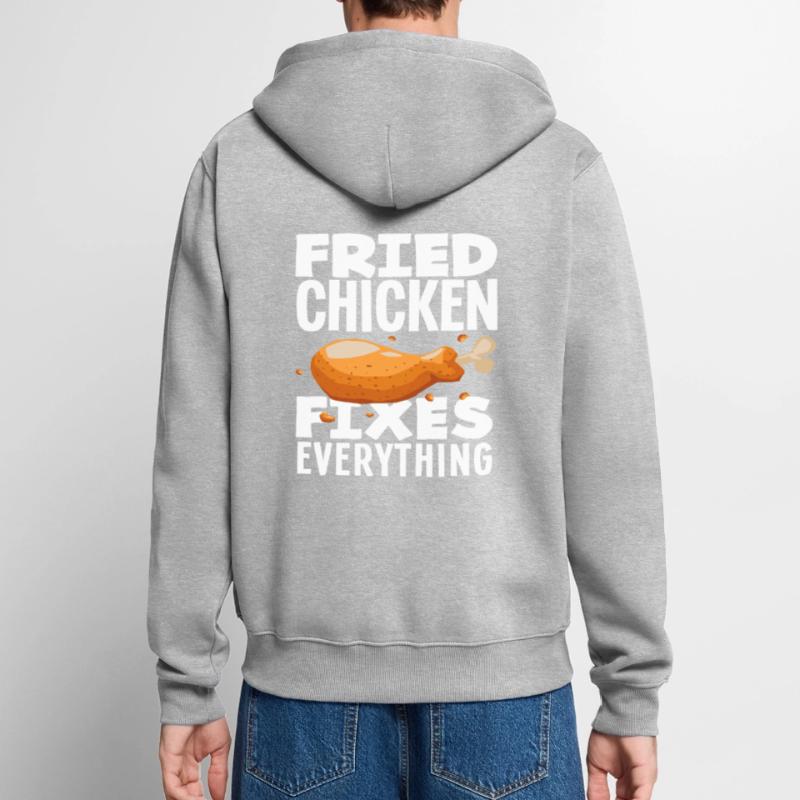 Fried Chicken Solves All Problems Unisex Premium Organic Zip Hoodie