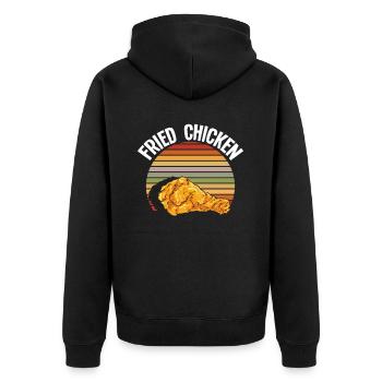 Fried Chicken Retro - Unisex Premium Bio Zip Hoodie - Schwarz - Hinten - Nico (187cm)