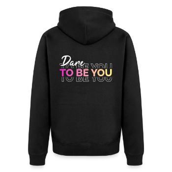 Be you! Self-confidence, positive thinking Motivation - Unisex Premium Organic Zip Hoodie - black - Back - Nico (187cm)