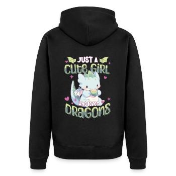 Just a cute Girl who loves Dragons - Kawaii Dragon - Unisex Premium Organic Zip Hoodie - black - Back - Nico (187cm)