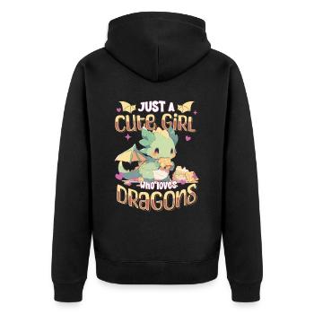 Just a cute Girl who loves Dragons - Kawaii Dragon - Unisex Premium Organic Zip Hoodie - black - Back - Nico (187cm)