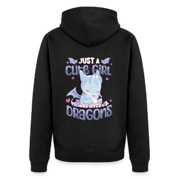 Just a cute Girl who loves Dragons - Kawaii Dragon - Unisex Premium Organic Zip Hoodie - black - Back - Nico (187cm)
