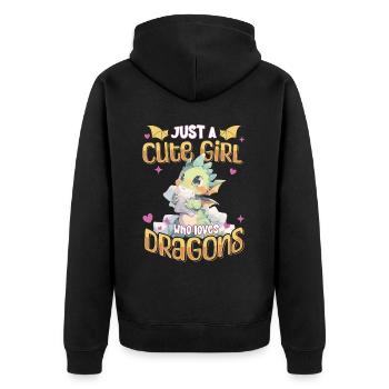 Just a cute Girl who loves Dragons - Kawaii Dragon - Unisex Premium Organic Zip Hoodie - black - Back - Nico (187cm)