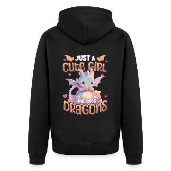 Just a cute Girl who loves Dragons - Kawaii Dragon - Unisex Premium Organic Zip Hoodie - black - Back - Nico (187cm)