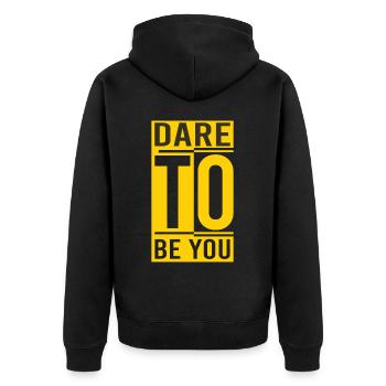 Be you! Self-confidence, positive thinking, motivation - Unisex Premium Organic Zip Hoodie - black - Back - Nico (187cm)