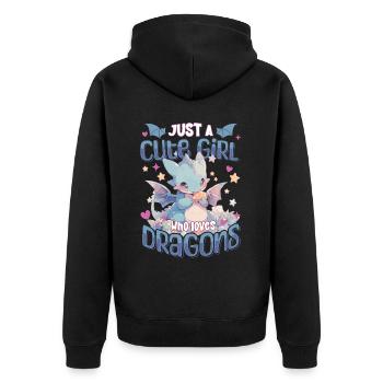 Just a cute Girl who loves Dragons - Kawaii Dragon - Unisex Premium Organic Zip Hoodie - black - Back - Nico (187cm)