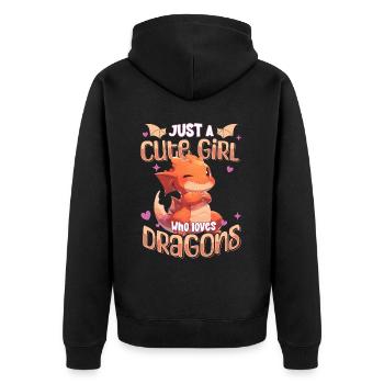 Just a cute Girl who loves Dragons - Kawaii Dragon - Unisex Premium Organic Zip Hoodie - black - Back - Nico (187cm)