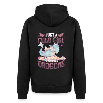 Just a cute Girl who loves Dragons - Kawaii Dragon - Unisex Premium Organic Zip Hoodie - black - Back - Nico (187cm)