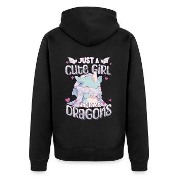 Just a cute Girl who loves Dragons - Kawaii Dragon - Unisex Premium Organic Zip Hoodie - black - Back - Nico (187cm)