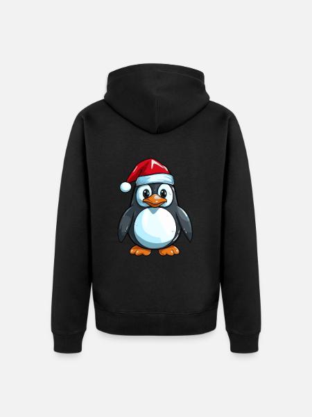 Penguin Comic Christmas - Unisex Premium Organic Zip Hoodie - black