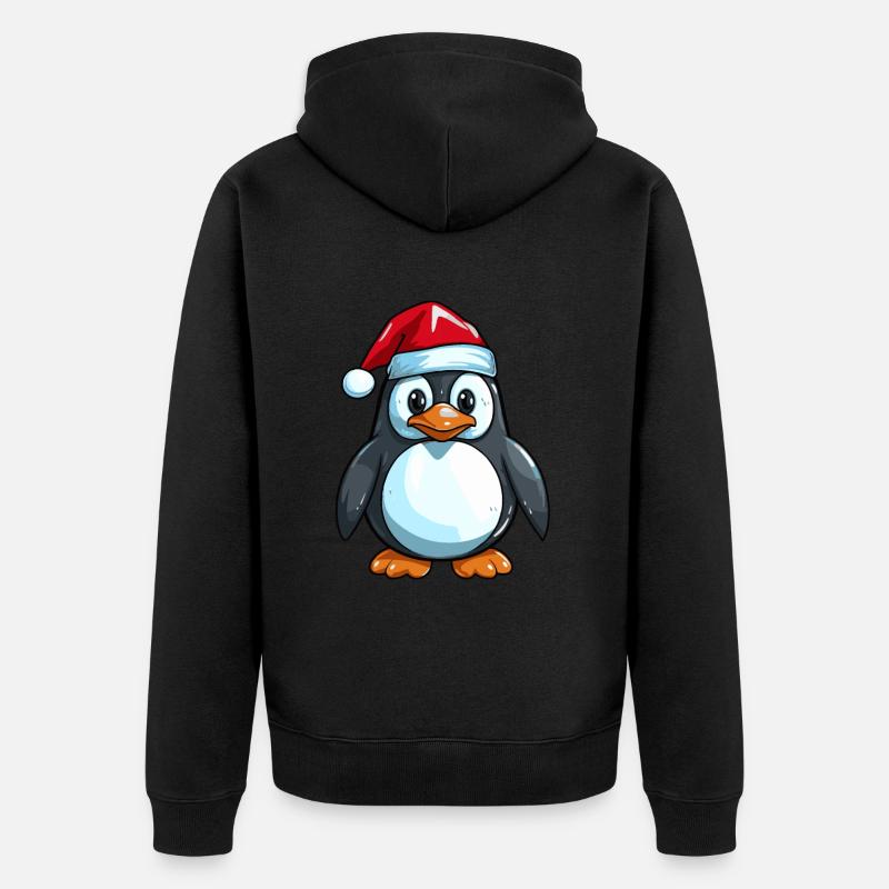 Pingouin Comic Noël - Veste à capuche bio Premium Unisexe - noir