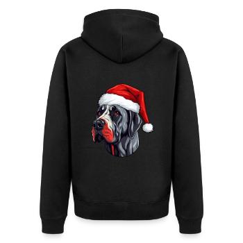 Great Dane Dog Head Christmas Portrait - Unisex Premium Organic Zip Hoodie - black - Back - Nico (187cm)