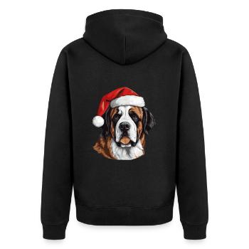 Portrait de Noël tête de chien Saint Bernand - Veste à capuche bio Premium Unisexe - noir - Dos - Nico (187cm)