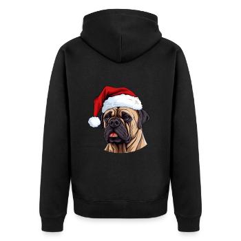 Boerboel Dog Head Christmas Portrait - Unisex Premium Organic Zip Hoodie - black - Back - Nico (187cm)