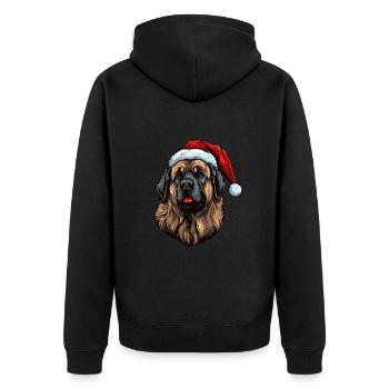 Leonberger Hund Kopf Weihnachten Portät - Unisex Premium Bio Zip Hoodie - Schwarz - Hinten - Nico (187cm)