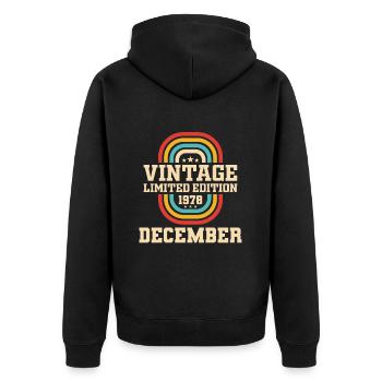 45th Birthday December Vintage 1978 Vintage - Unisex Premium Organic Zip Hoodie - black - Back - Nico (187cm)