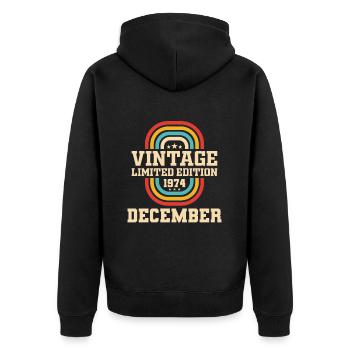 49e anniversaire décembre millésime 1974 millésime - Veste à capuche bio Premium Unisexe - noir - Dos - Nico (187cm)
