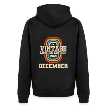 54. Geburtstag Dezember Jahrgang 1969 Vintage - Unisex Premium Bio Zip Hoodie - Schwarz - Hinten - Nico (187cm)