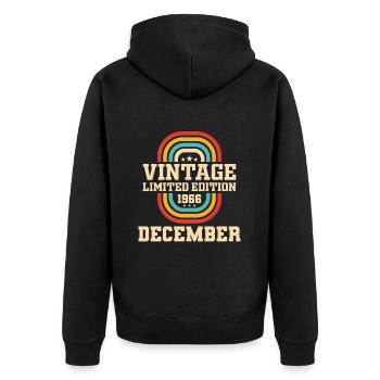 57th Birthday December Vintage 1966 Vintage - Unisex Premium Organic Zip Hoodie - black - Back - Nico (187cm)