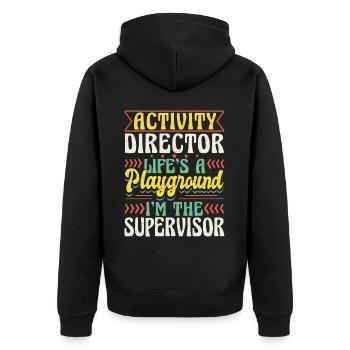 Activity Director Appreciation - Unisex Premium Bio Zip Hoodie - Schwarz - Hinten - Nico (187cm)