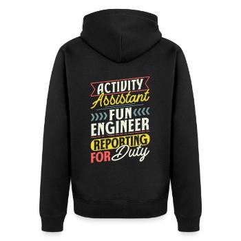 Activity Assistant Professionals - Unisex Premium Bio Zip Hoodie - Schwarz - Hinten - Nico (187cm)
