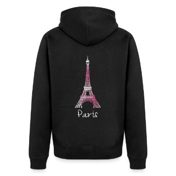Paris Eiffel Tower France France - Unisex Premium Organic Zip Hoodie - black - Back - Nico (187cm)