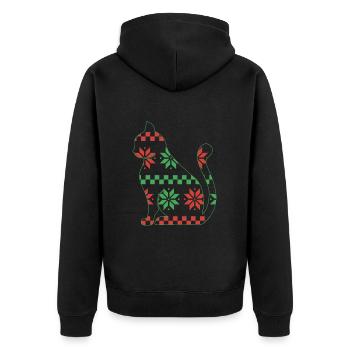 Cat Domestic Cat Shorthair Maine Coon Christmas - Unisex Premium Organic Zip Hoodie - black - Back - Nico (187cm)