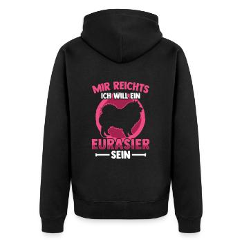 Will ein Eurasier sein Eurasian Spitz - Unisex Premium Bio Zip Hoodie - Schwarz - Hinten - Nico (187cm)