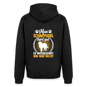 Mein Schafpudel hört gut Hütepudel - Unisex Premium Bio Zip Hoodie - Schwarz - Hinten - Nico (187cm)