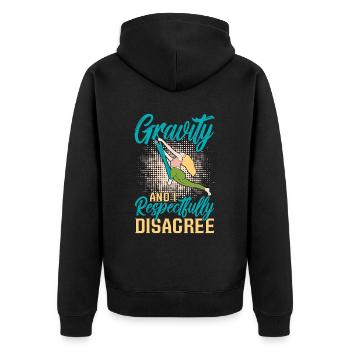 Gravité aérienne et moi respectueusement le yoga aérien - Veste à capuche bio Premium Unisexe - noir - Dos - Nico (187cm)