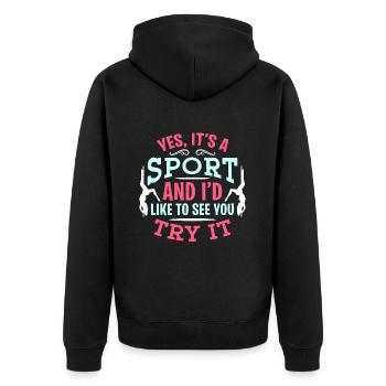 Pole Dancing Yes It's A Sport And Loves Pole Dance - Unisex Premium Bio Zip Hoodie - Schwarz - Hinten - Nico (187cm)