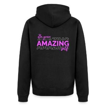 Soyez vous-même ! Confiance en soi, pensée positive, motivation - Veste à capuche bio Premium Unisexe - noir - Dos - Nico (187cm)